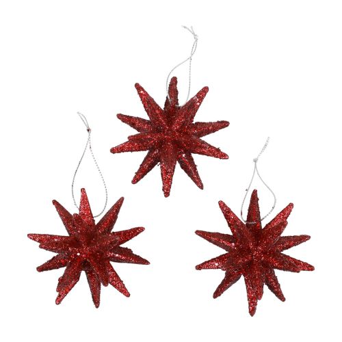 Floristik24 Weihnachtssterne Weihnachtsschmuck Rot Glitter Ø7cm 6 St