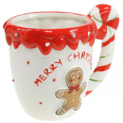 Floristik24 Weihnachtstasse Tasse Merry Christmas Weiß Keramik H10,5cm