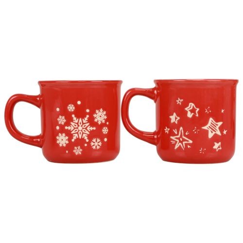 Floristik24 Weihnachtstassen Tasse Rot Keramiktasse H9cm 2St