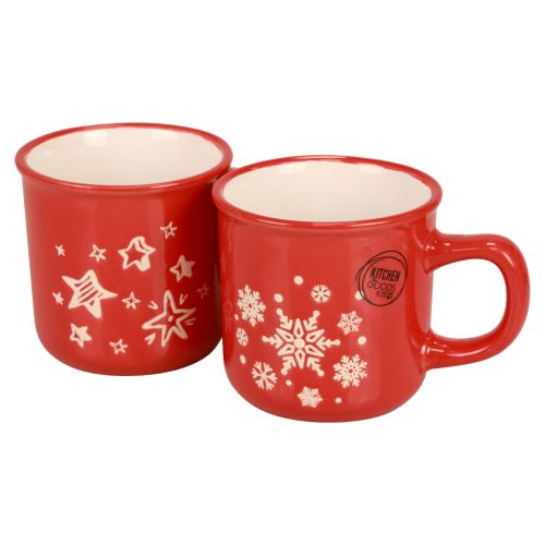 Floristik24 Weihnachtstassen Tasse Rot Keramiktasse H9cm 2St