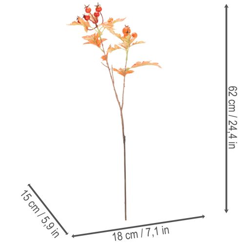 Künstlicher Zweig Weißdorn mit Blättern und Beeren 62cm | Floristik24.de