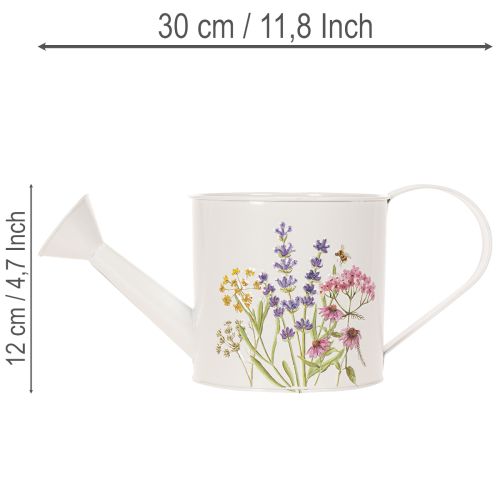 Weiße Metall Gießkanne mit Blumenmotiv 13,5cm Deko Pflanzkanne | Floristik24.de