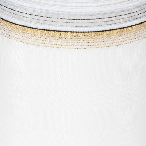 Artikel Weißes Kranzband Moiré mit Perlkante und Taftbindung, Dekorationsband, Trauerband, Breite 100mm, Länge 25m