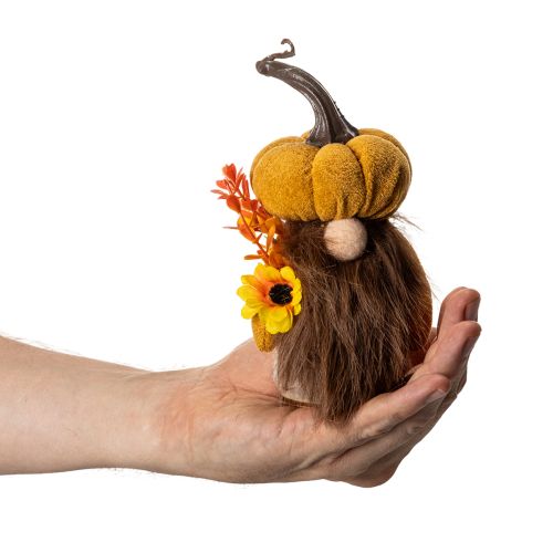 Herbstfigur Kürbiswichtel mit Sonnenblume und Bart 16cm 2St | Floristik24.de