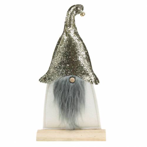 Floristik24 Aufsteller Weihnachtswichtel auf Birkenstamm Filz Creme, Golden H39cm