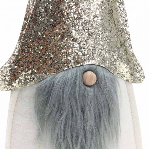 Floristik24 Aufsteller Weihnachtswichtel auf Birkenstamm Filz Creme, Golden H39cm