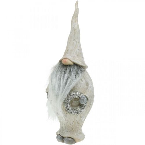 Artikel Deko Wichtel mit Bart und Kranz Weihnachtswichtel 14x×12×36cm