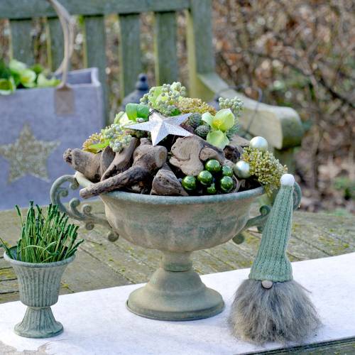 Floristik24 Wichtel mit Wollmütze Grün 21cm 2St