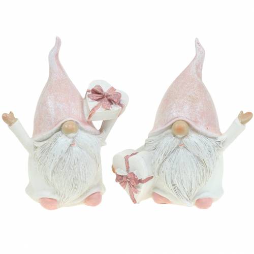 Floristik24 Weihnachtsdeko Wichtel Rosa/Weiß 11,5cm 2St