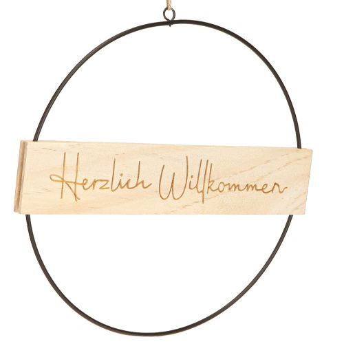 Willkommen Dekoring Metall Holz Schwarz Natur 23cm 3St