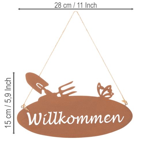 „Willkommen“ Schild Rost Deko Schild zum Hängen Metall 28,5x15cm 3St | Floristik24.de