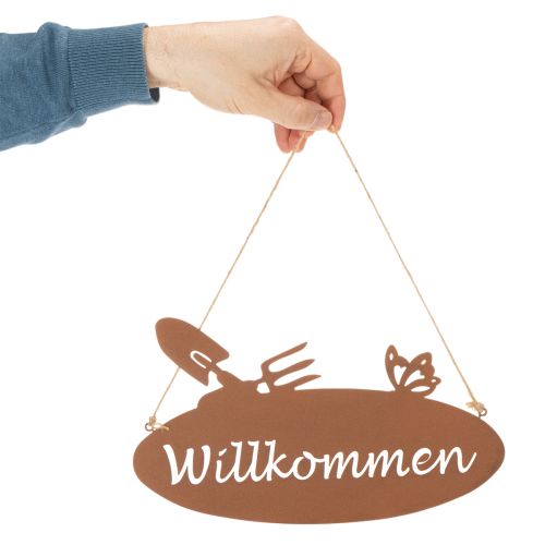 „Willkommen“ Schild Rost Deko Schild zum Hängen Metall 28,5x15cm 3St | Floristik24.de