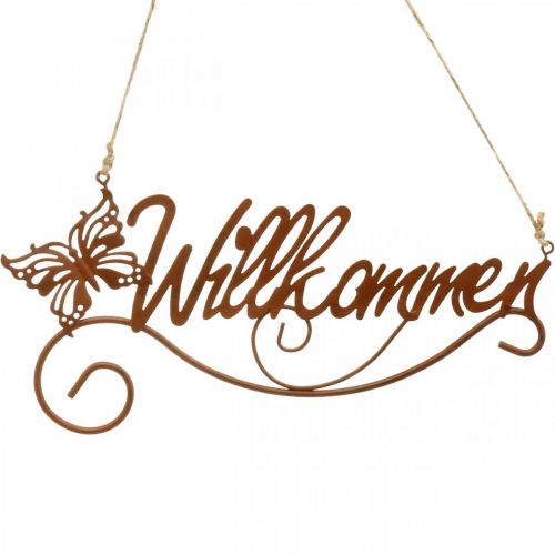 „Willkommen“ Schild Rost-Optik Metall Begrüßungsschild 27×12,5cm 3St
