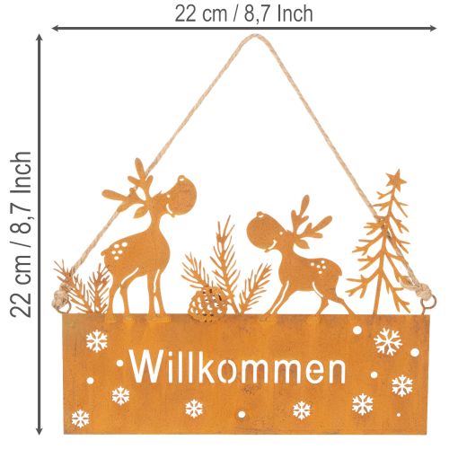 Willkommensschild Edelrost Rentier Winterdeko L22cm 2St | Floristik24.de