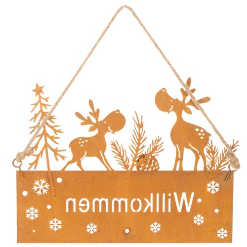 Willkommensschild Edelrost Rentier Winterdeko L22cm 2St | Floristik24.de