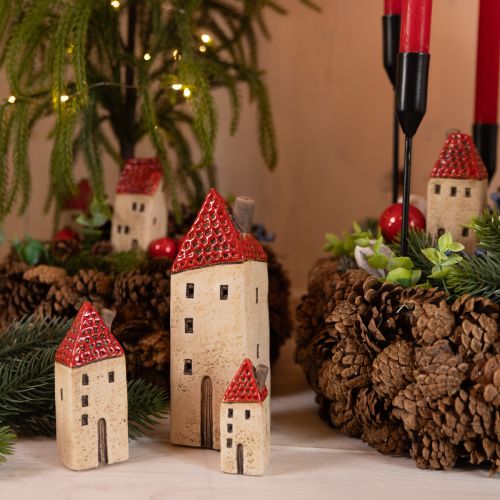 Floristik24 Windlicht Advent Keramik Haus Herbstdeko H18/18,5cm 2 St