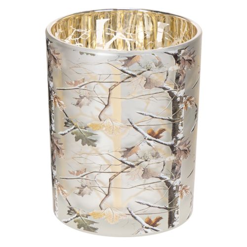 Windlicht Winterwald Glas mit Zweigdesign Innenseite Gold 12cm kaufen | Floristik24.de