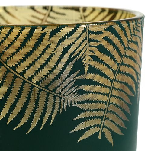 Floristik24 Windlicht Glas Farn Grün Ø10cm H12,5cm