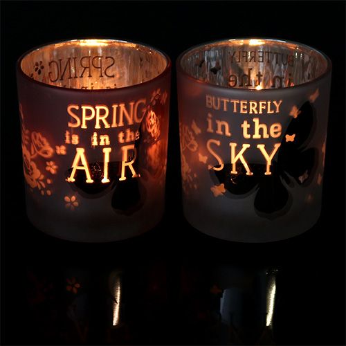 Floristik24 Windlicht Glas Rosa Ø7,5cm H8cm 4St