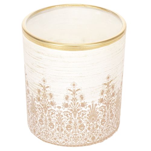 Windlicht Glas Teelichthalter Blumenmuster Ø8cm H9cm 2St | Floristik24.de