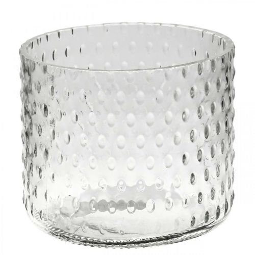 Windlicht Glas, Teelichthalter Glas, Kerzenglas Ø11,5cm H9,5cm