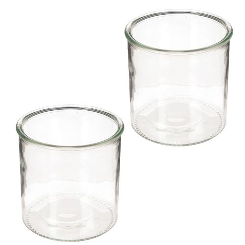 Glas Windlicht rund klares Glas vielseitig einsetzbar 12cm 2St | Floristik24.de
