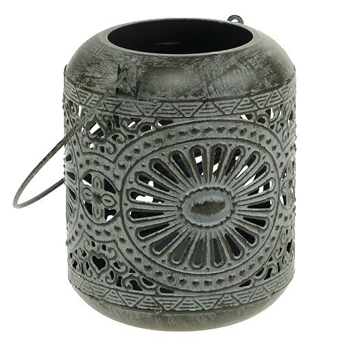 Floristik24 Windlicht Grau Ø9cm H11,5cm