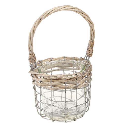 Windlicht Hängedeko Metall Glas Weide Ø13cm H12cm 2St