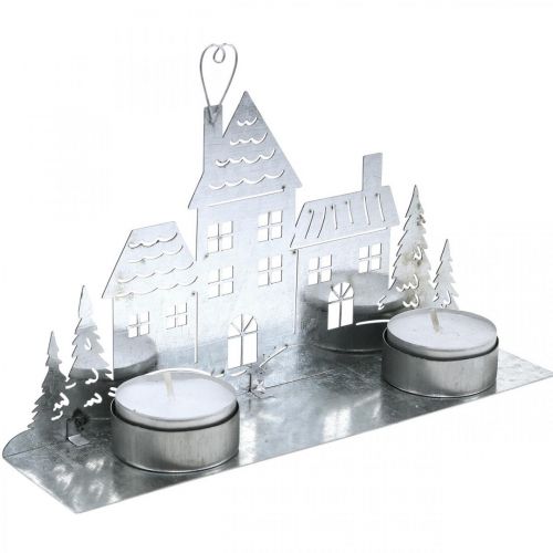 Floristik24.de Weihnachtsdeko Häuser, Teelichthalter Metall L20cm-06733