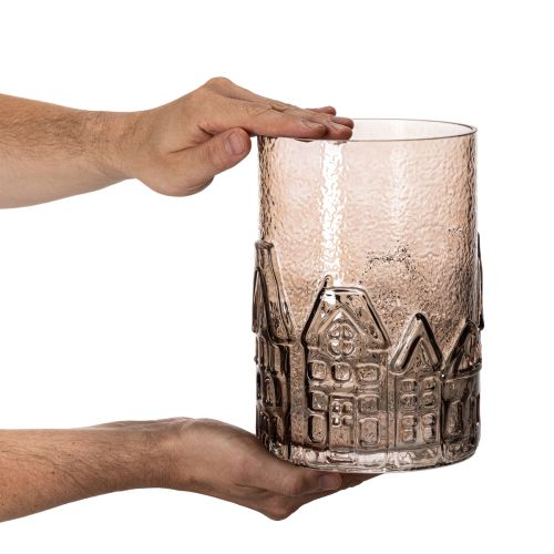 Windlicht Glas Häuser für Tischdekoration 23cm | Floristik24.de