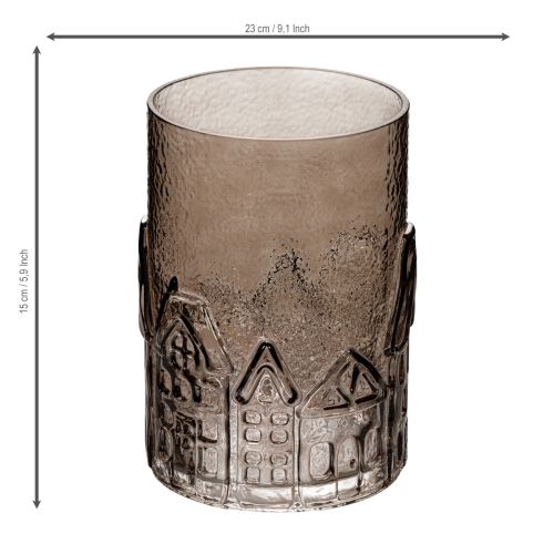 Windlicht Glas Häuser für Tischdekoration 23cm | Floristik24.de