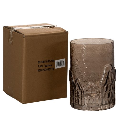 Windlicht Glas Häuser für Tischdekoration 23cm | Floristik24.de