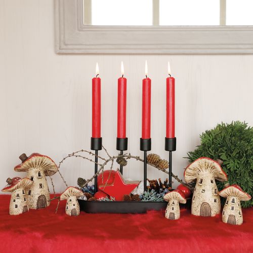 Floristik24 Windlicht Keramik Fliegenpilze Herbstdeko H12,5/14cm 2 St