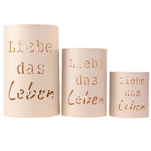 Artikel Windlicht „Liebe das Leben“ Beige Gold Ø13/10,5/9cm Set 3St