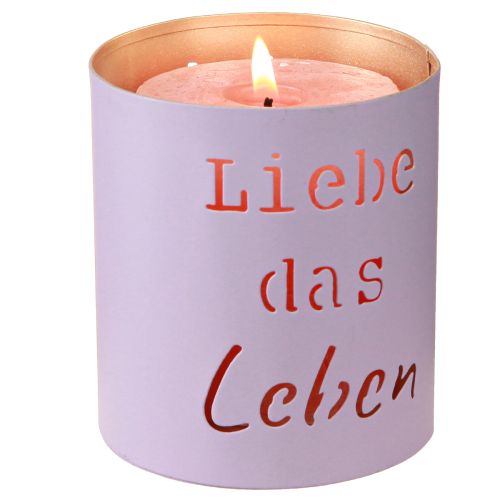 Artikel Windlicht „Liebe das Leben“ Violett Pastell Ø9cm H10cm 4St