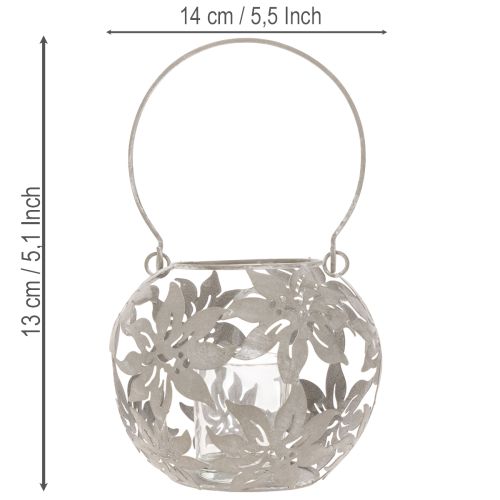 Windlicht Metall Hängedeko Deko Laterne Grau Ø14cm H13cm | Floristik24.de