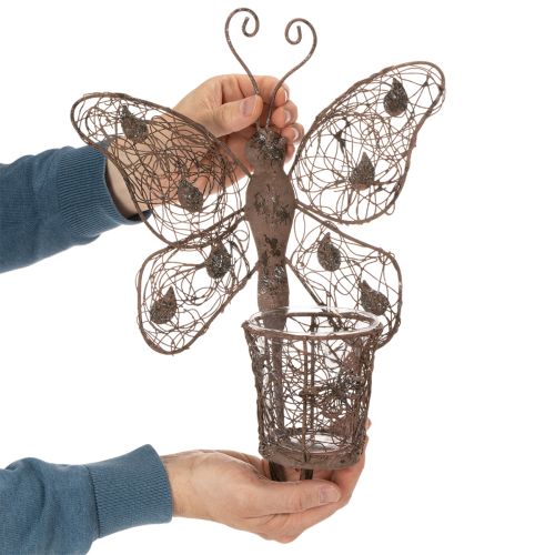 Windlicht Metall Wanddeko Schmetterling Rost Deko 36,5cm | Floristik24.de