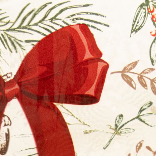 Windlicht Glas mit roter Schleife und Winterzweigen 15cm | Floristik24.de