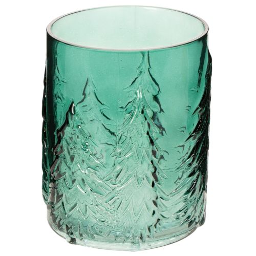 Windlicht Glas mit Tannen im Relief Weihnachtsdeko 16cm kaufen | Floristik24.de