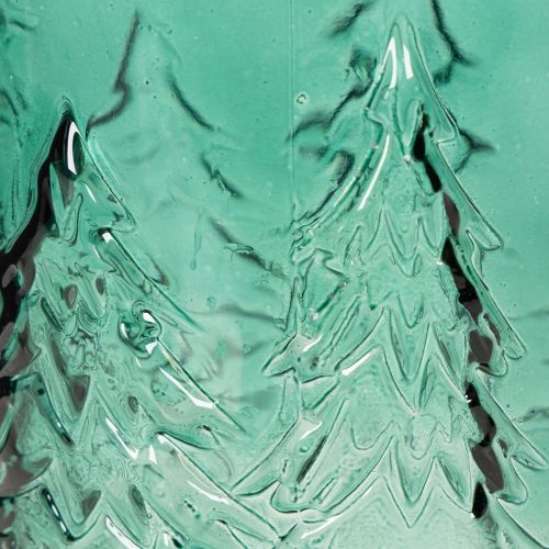 Windlicht Glas mit Tannen im Relief Weihnachtsdeko 16cm | Floristik24.de