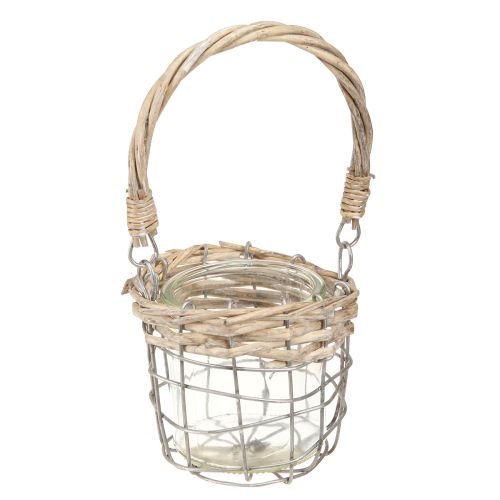 Artikel Windlicht Teelichthalter Glas Metall Weide Ø10,5cm 3St