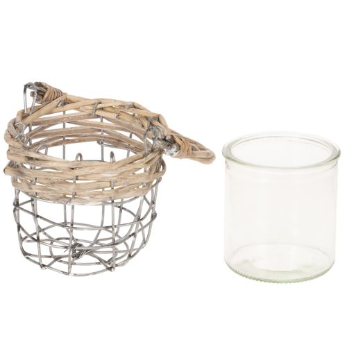 Windlicht Teelichthalter Glas Metall Weide Ø10,5cm 3St | Floristik24.de