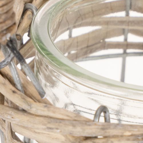 Windlicht Teelichthalter Glas Metall Weide Ø10,5cm 3St | Floristik24.de