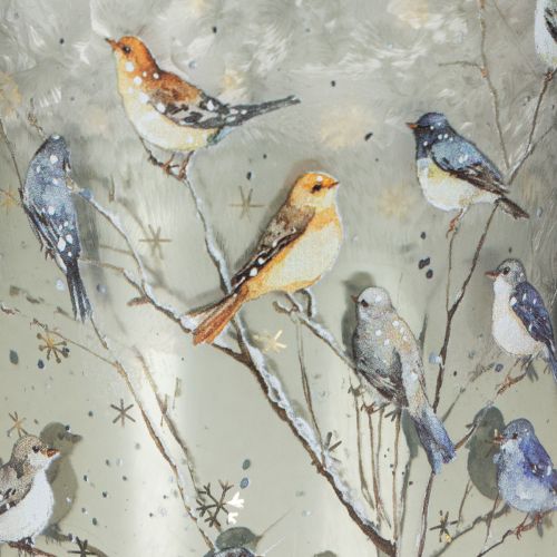 Kerzenglas Vögel Winter Design Windlicht glänzend 12cm | Floristik24.de