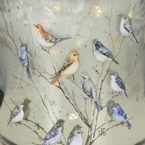 Windlicht Glas mit Vogel und Schneeflocken Motiv 8cm 2St | Floristik24.de