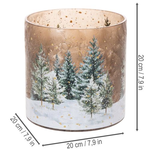 Windlicht Glas mit Winterwald im Schnee Weihnachtsdeko 20cm | Floristik24.de