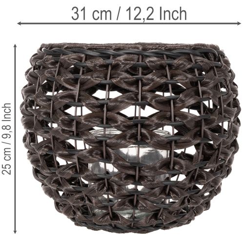 Windlicht geflochten Schwarz, Braun Sommerdeko Ø31cm H25cm | Floristik24.de