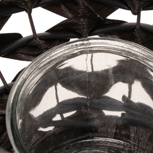 Windlicht geflochten Schwarz, Braun Sommerdeko Ø31cm H25cm | Floristik24.de
