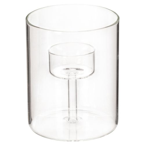 Glas Windlicht mit erhöhtem Teelichthalter 11cm kaufen | Floristik24.de