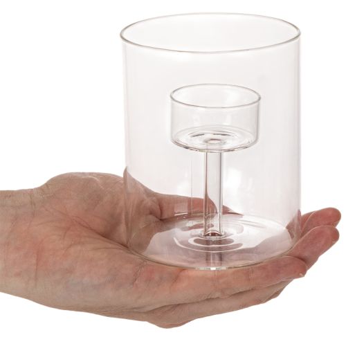 Glas Windlicht mit erhöhtem Teelichthalter 11cm | Floristik24.de